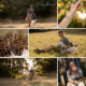 Collage von Bildern von Claudia Edelmayer-Murri im Sonnenuntergang auf der Himmelwiese mit ihrem Hund Leo