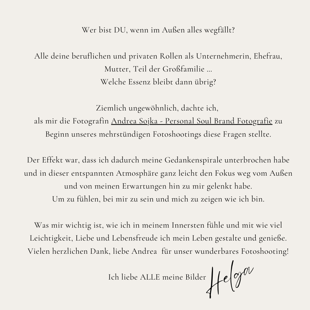 feedback von Helga Steindl zum ECHT. Shooting, andrea sojka fotografie