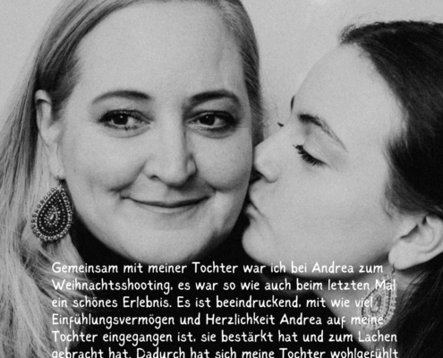 Mutter Tochter Weihnachtsshooting Feedback